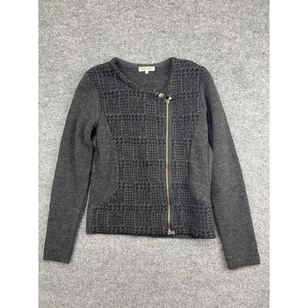 Maryline Cardigan Sweater Womens Small Gray Wool‎ Blend Asymmetrical Zip Knit